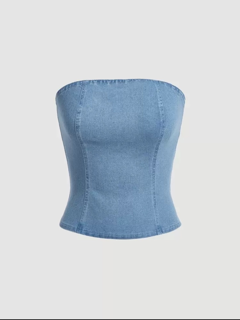 Strapless Light Blue Denim Corset Top